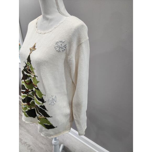 Le Moda Cream Size Large Sweater Christmas Tree - Picture 6 of 14